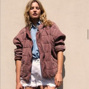 Free People - Dolman Quilted Knit Jacket - Cherry Cola - Size XL